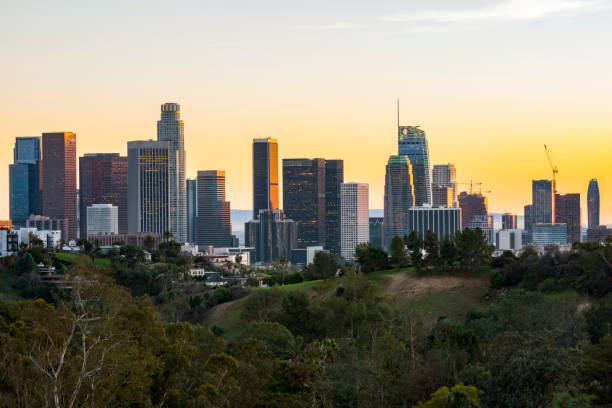 istock Los Angeles skyline in the evening hour 1217193529
