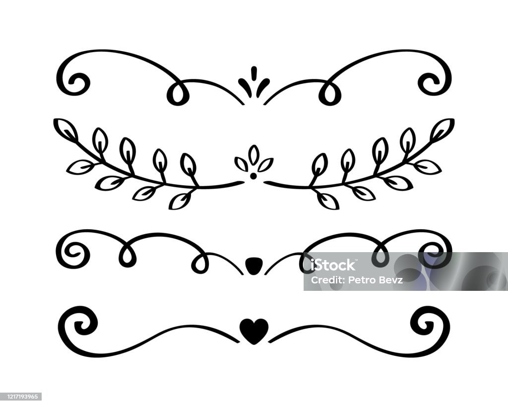Design Lign Ornament Hand Drawn Divider Collection Vintage Lines And Borders Doodle ...