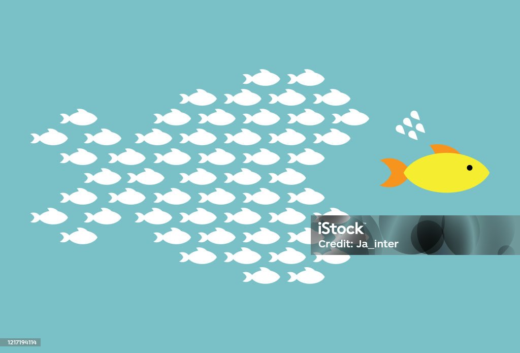 Big fish Teamwork, Aggression, Animal, Business, Animal Markings Fish stock vector