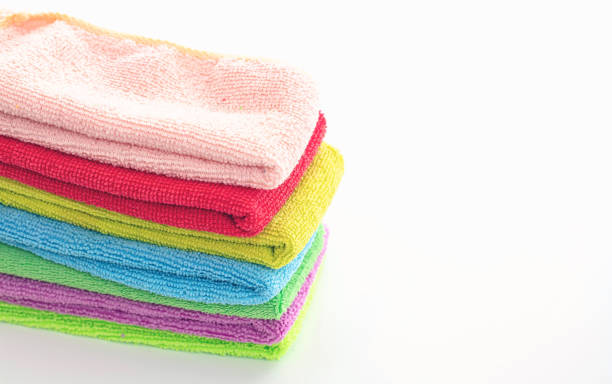 istock Cleaning microfiber towels isolated against white background, 1217199854