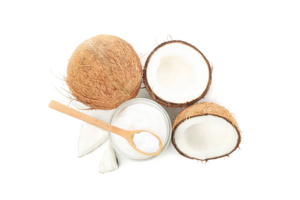 istock Coconut and cosmetic isolated on white background. Tropical fruit 1217202346