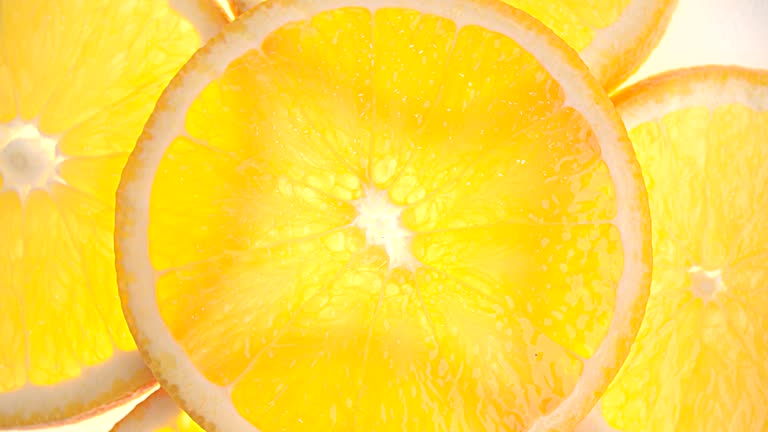 Close up slice orange on white background.Fresh and healthy fruit.