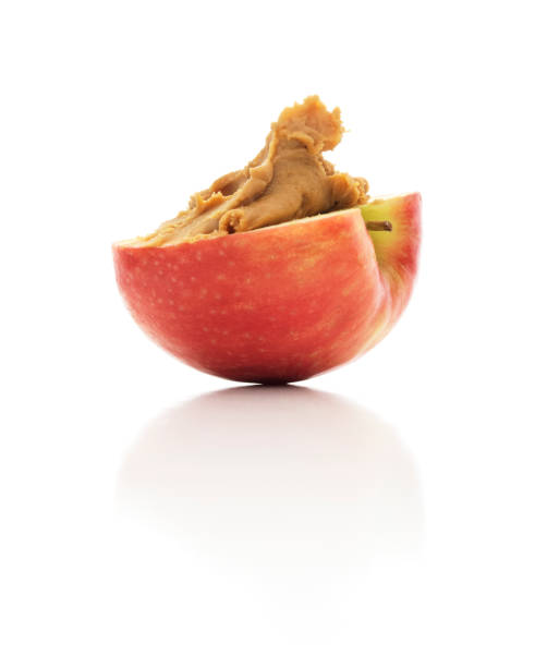 Isolated Apple With Peanut Butter stock photo