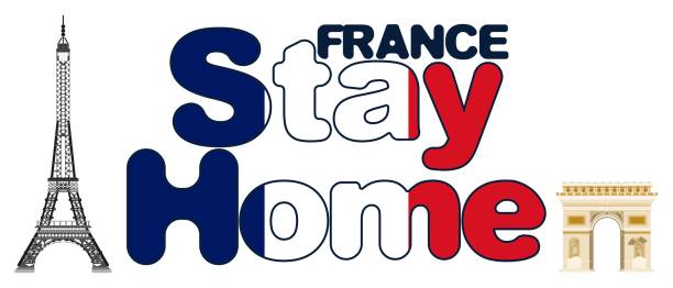 istock france stay home poster bright. flat style stock 1217217167
