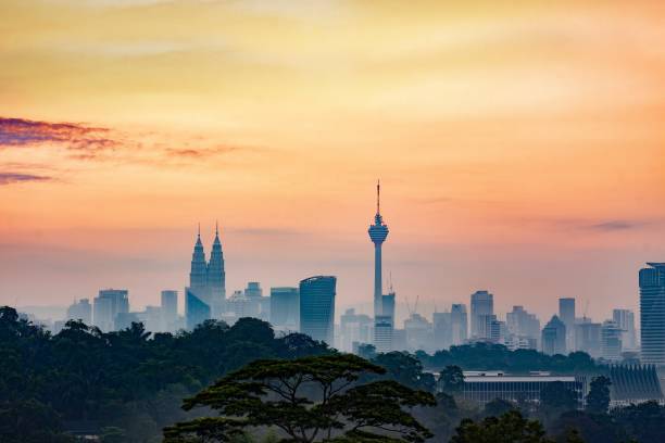 istock Twin tower and KL tower in the moring 1217218359