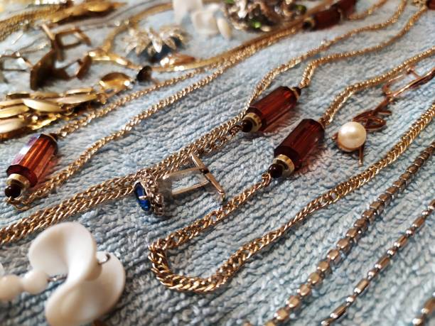 istock Old vintage jewelry close-up. 1217218462