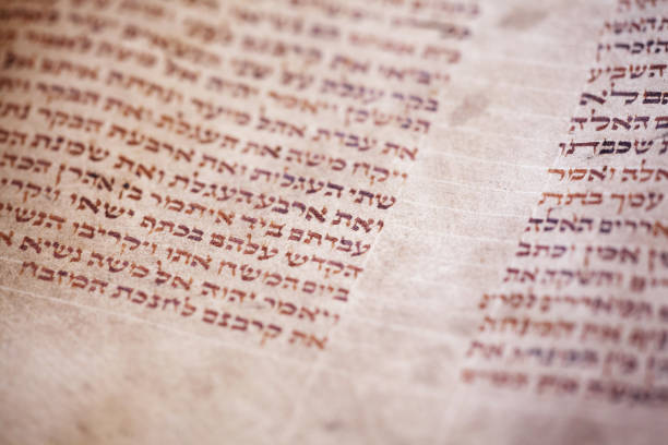 alte tora scroll buch nah detail. tora jüdisches volk. - greek culture bible text ancient stock-fotos und bilder