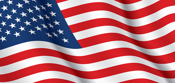 Vector flag of USA. United States of America waving flag background.