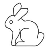 istock Easter bunny thin line icon. Holiday decoration rabbit silhouette outline style pictogram on white background. Happy spring holiday signs for mobile concept and web design. Vector graphics. 1217221447