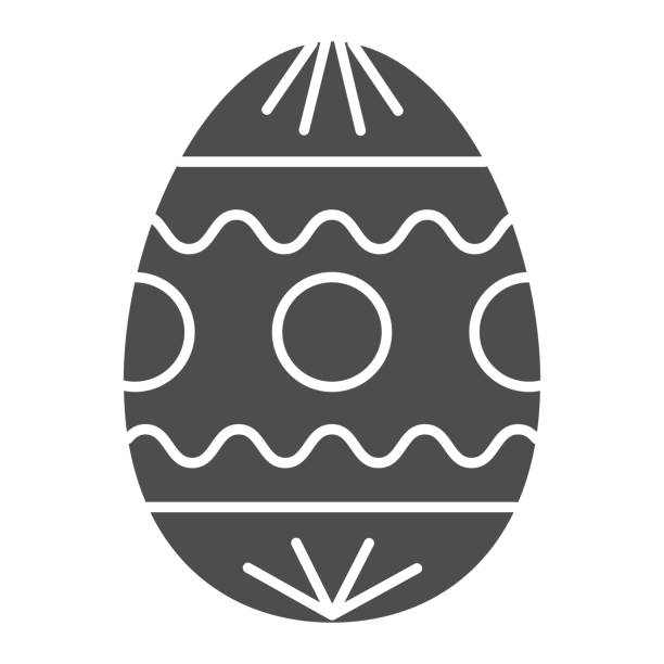 Easter egg with pattern solid icon. Traditional eggs gift with circles and waves glyph style pictogram on white background. Easter holiday signs for mobile concept and web design. Vector graphics. Easter egg with pattern solid icon. Traditional eggs gift with circles and waves glyph style pictogram on white background. Easter holiday signs for mobile concept and web design. Vector graphics egg symbols stock illustrations