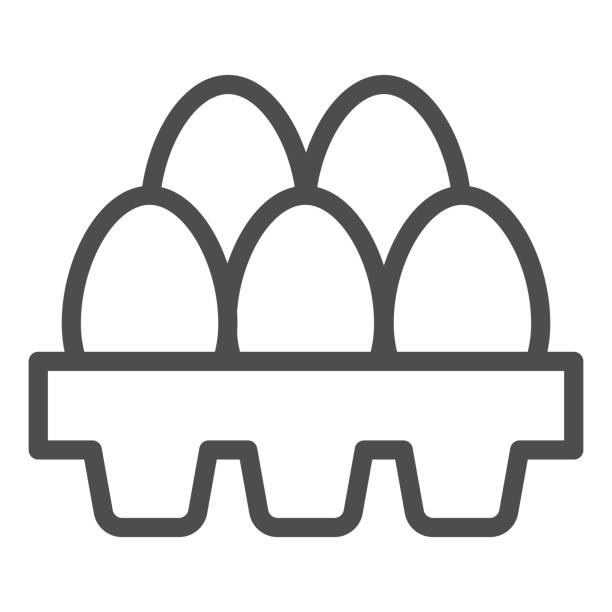 Packaging of fresh eggs line icon. Five egg in carton package outline style pictogram on white background. Chicken eggs in paper carton tray box for mobile concept and web design. Vector graphics. Packaging of fresh eggs line icon. Five egg in carton package outline style pictogram on white background. Chicken eggs in paper carton tray box for mobile concept and web design. Vector graphics egg symbols stock illustrations