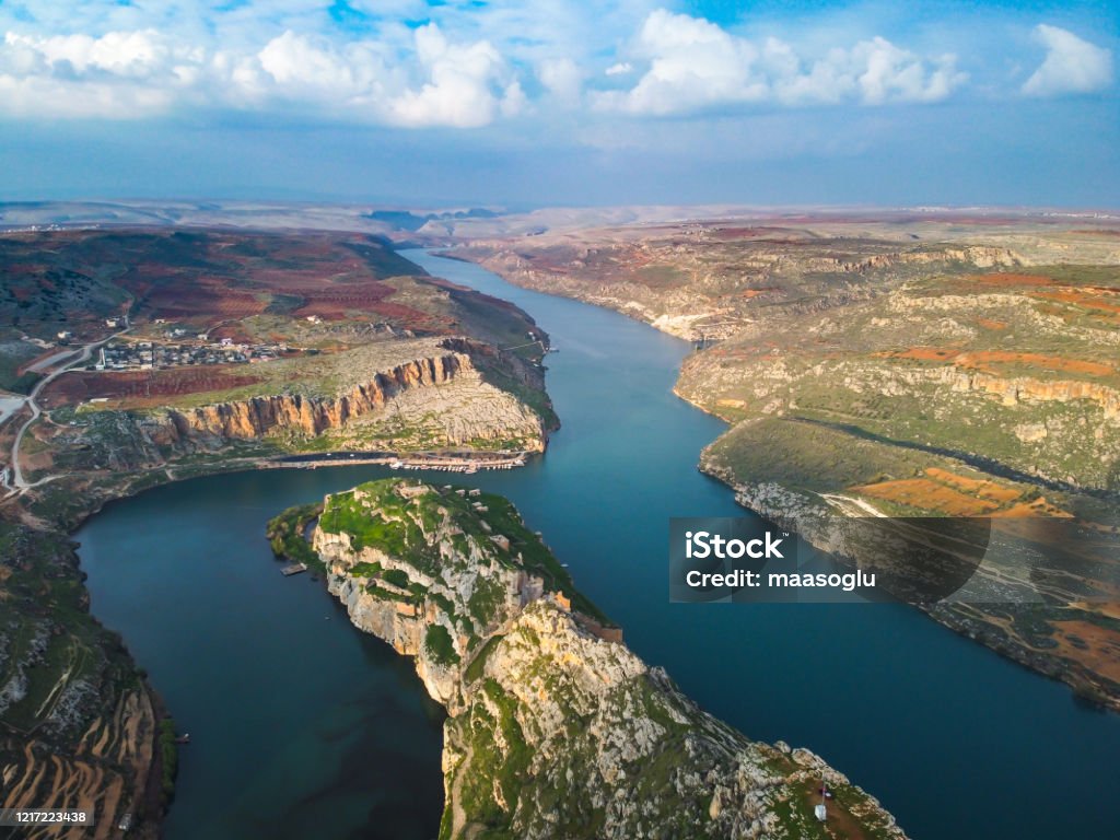 Rumkale, Historical Castle in Turkey Rumkale is an old fortress in the city of Gaziantep. Ancient Stock Photo