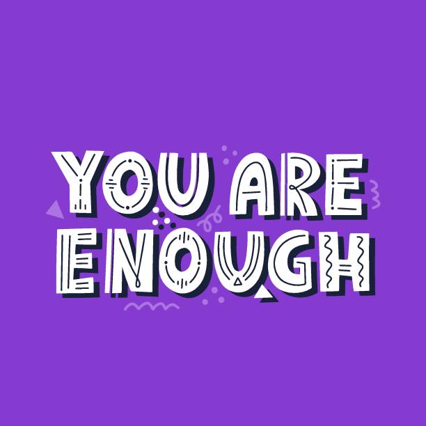 istock You are enough quote. HAnd drawn vector lettering , for card, t shirt, banner. Positive inspitational quote in trendy style 1217224770