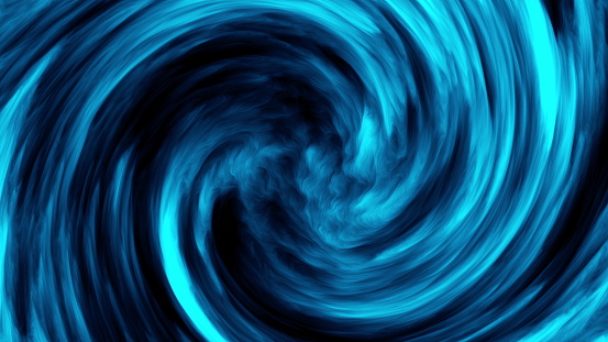 Computer generated vortex background of dense colored clouds. 3d rendering funnel of dense fog