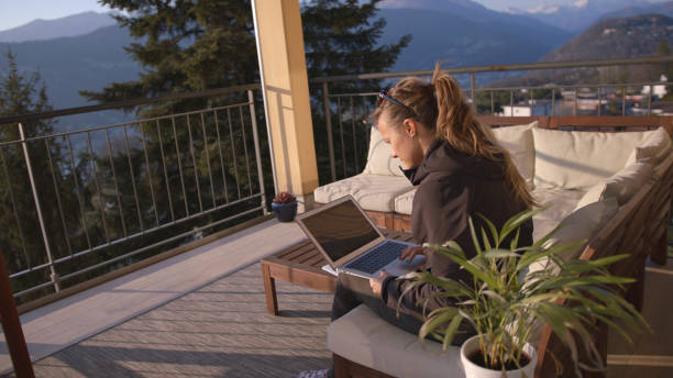 istock Young woman works from home office computer 1217226027