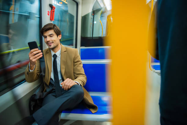 istock Businessman traveling on the metro underground 1217227697