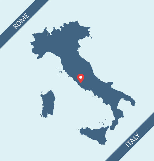 Map of Italy Italy map with its capital location, Rome, for web page, application, and educational purposes. The map is accurately prepared by a map expert. lecce stock illustrations