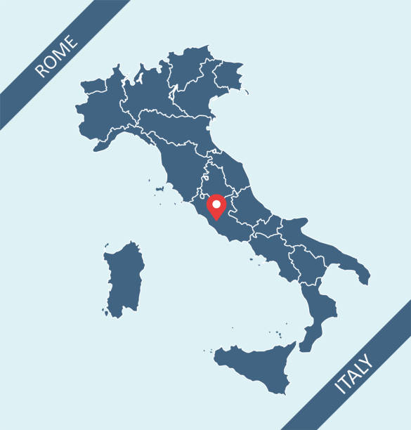 Italy map Map of Italy with its capital location, Rome, for web page, application, and educational purposes. The map is accurately prepared by a map expert. lecce stock illustrations