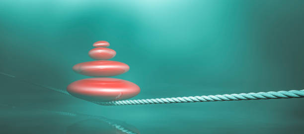 concept of balance and stability, rope,3d illustration