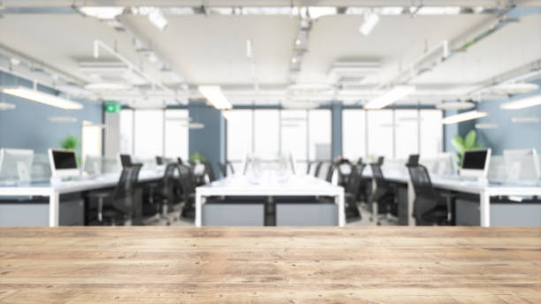 istock Work space Mock up : Table with Supplies In Office 1217234827