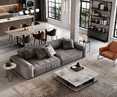 Well furnished living room render