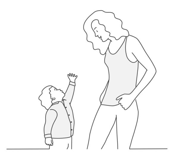 маленький мальчик и его мать - people little boys little girls women stock illustrations