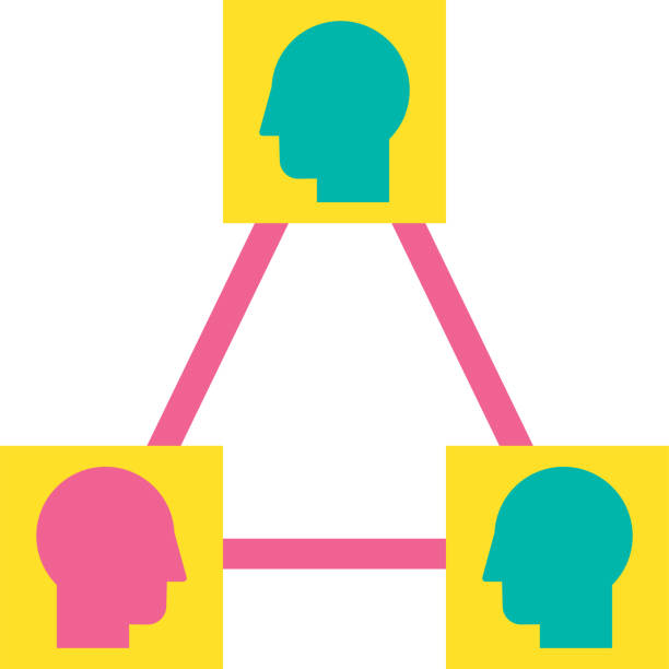 Design Love Triangle with Silhouette of Head Icon Design Love Triangle with Silhouette of Head Icon. Geometry Figure Element and Threesome Person Relationship Sign. Stylish Polygamy and Adulterous Concept Template Vector Flat Symbol lesbian affair stock illustrations