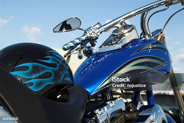 Custom Blu - Fotografie stock e altre immagini di Motocicletta - Motocicletta, Customizzare, Vernice