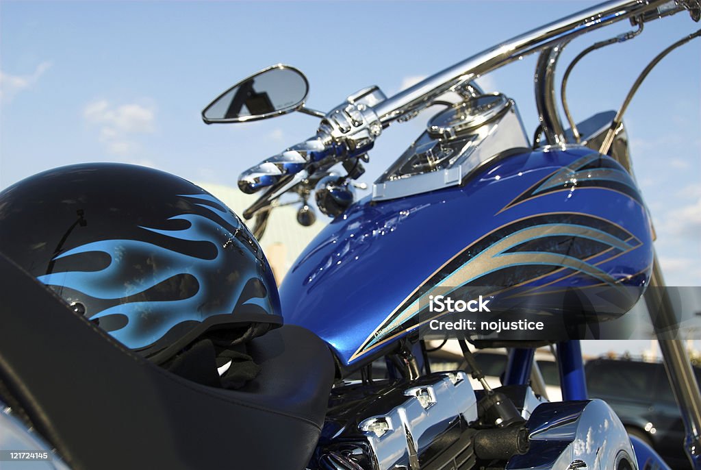Пользовательские-синий - Стоковые фото Мотоцикл роялти-фри