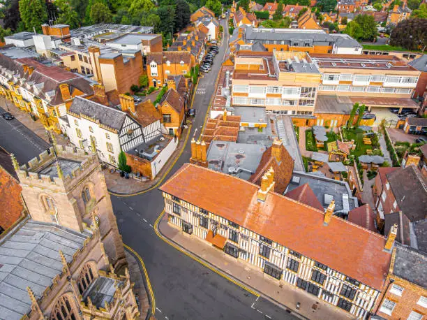 Aerial view of Stratford Guild Chapel in England