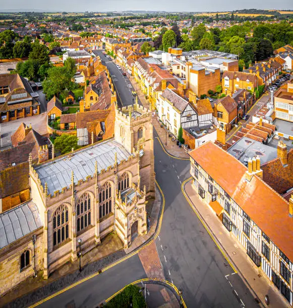 Aerial view of Stratford Guild Chapel in England