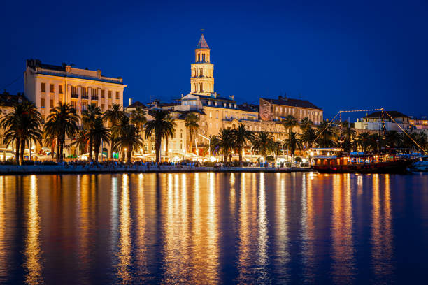 istock View of Split in the night, Croatia 1217244709