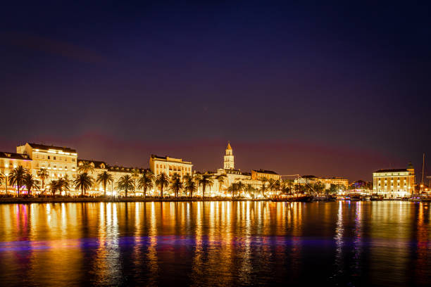 istock View of Split in the night, Croatia 1217245158