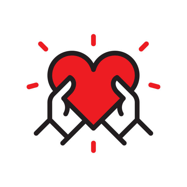 Heart in hands line icon Vector line illustration. Vector EPS 10, HD JPEG 4000 x 4000 px club logo stock illustrations