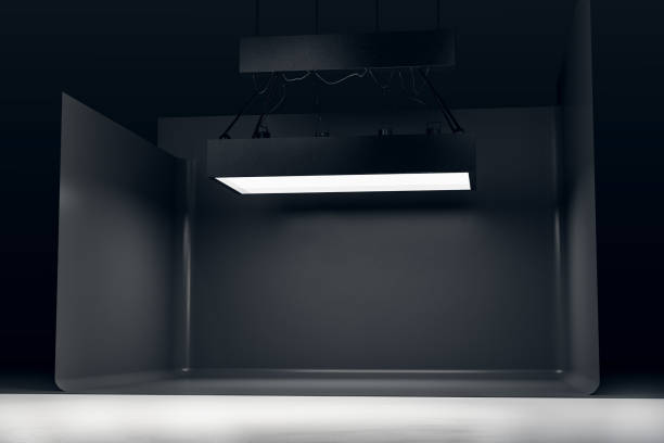 istock Minimalistic photo studio with professional lighting equipment 1217249812