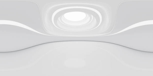 istock Full 360 degree equirectangular panorama hdri of modern futuristic white building interior 3d render illustration 1217252196