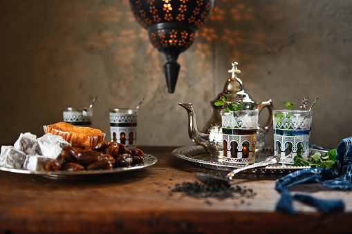 Moroccan mint tea with dates, Turkish Delish an Madelaine