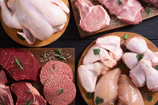 istock Assortment of meat and seafood 1217259401