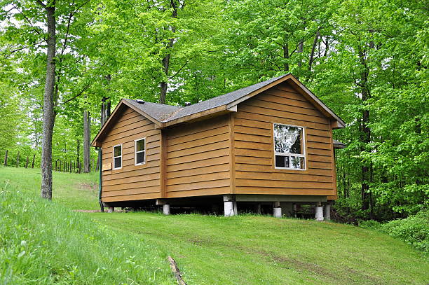 Cabin in the forest stock photo