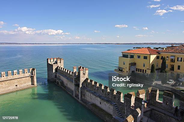 View On Lake Garda And Ancient Fortification Stock Photo - Download Image Now - Aerial View, Ancient, Architecture