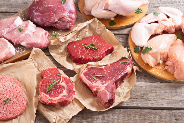 istock Assortment of meat and seafood 1217261000