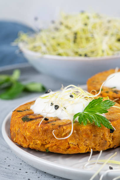 istock Grilled veggie burgers with chickpeas and vegetables 1217261447