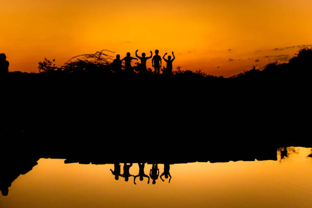 Waving arms in reflection