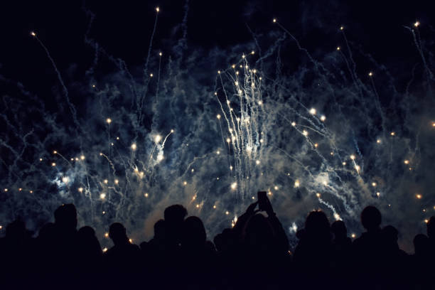 istock Crowd of People Watching a Fireworks Display and Concert 1217267076
