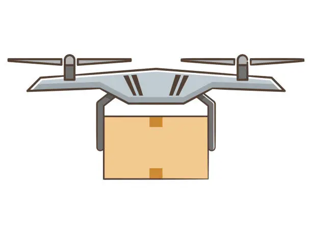 Vector illustration of Drone delivery concept illustration. Delivery drone with package.