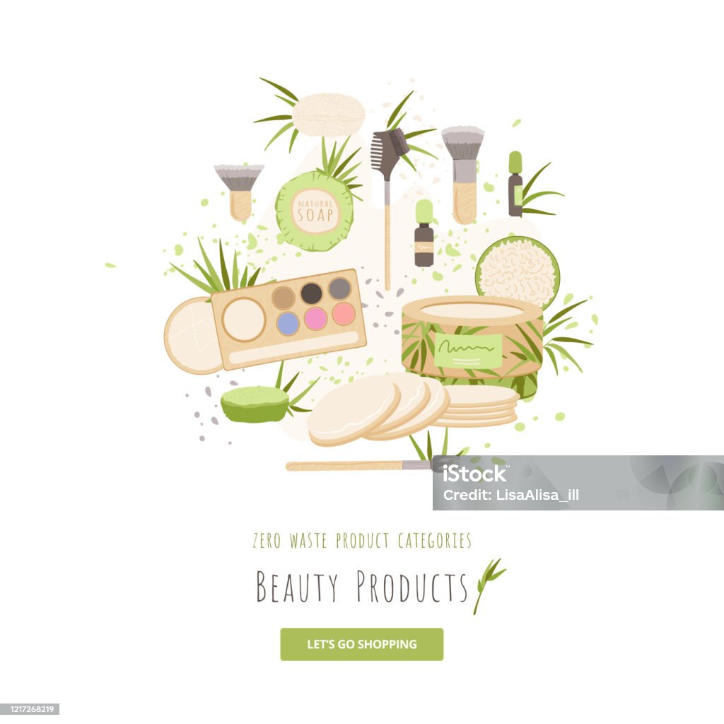 Vector Bộ Sản Phẩm Làm Đẹp Và Vệ Sinh Zero Waste Products Cho Minh ...