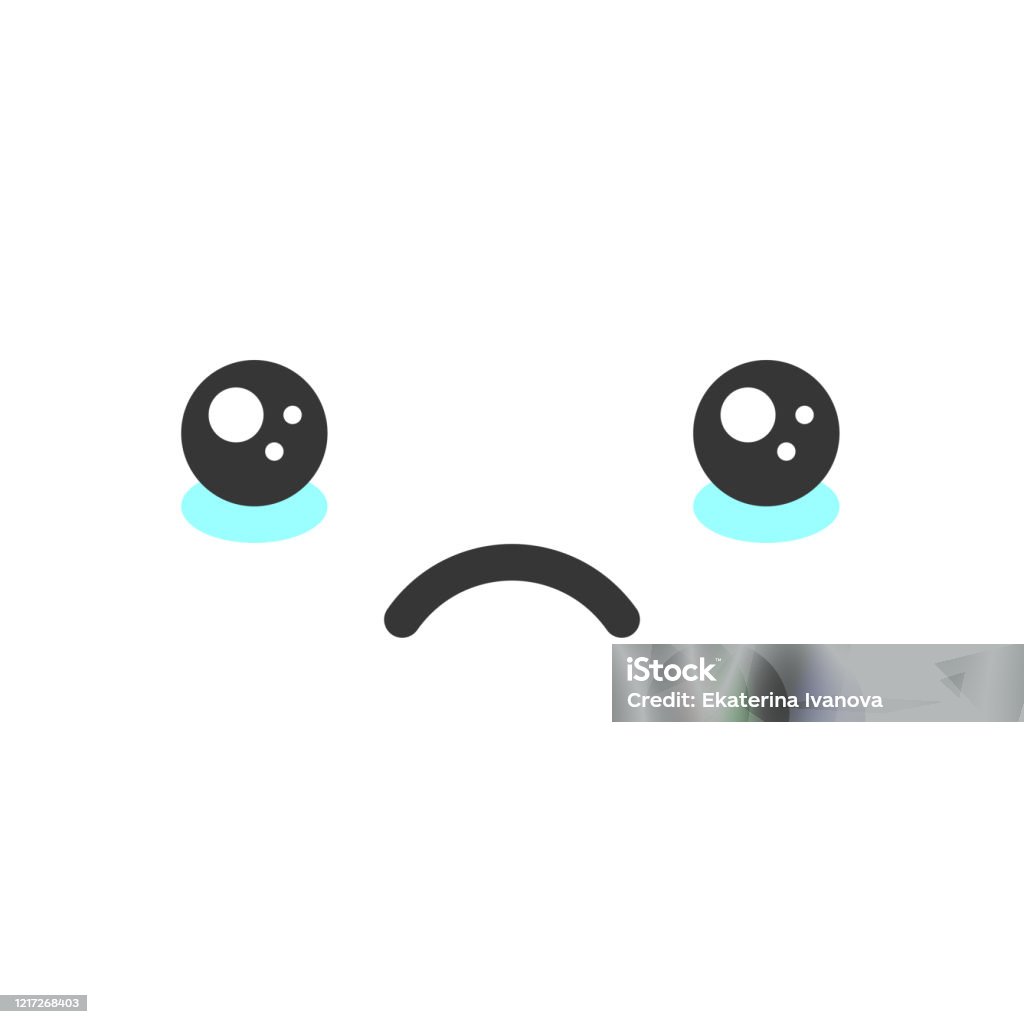 Buồn Khóc Kawaii Khuôn Mặt Cảm Xúc Dễ Thương Biểu Tượng Vector ...