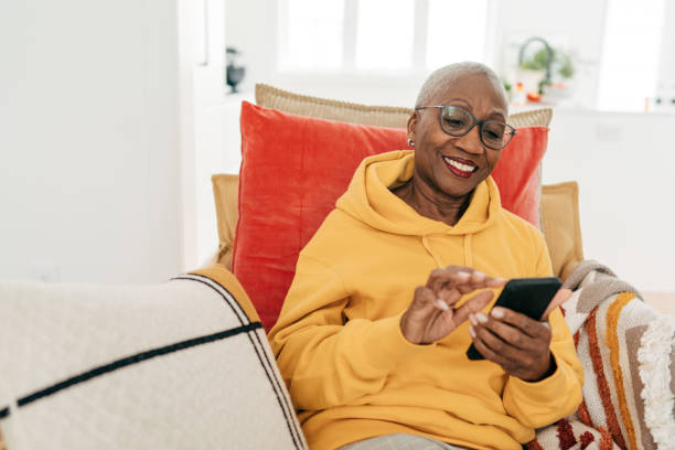 istock Senior women using cell phone and online app 1217268436