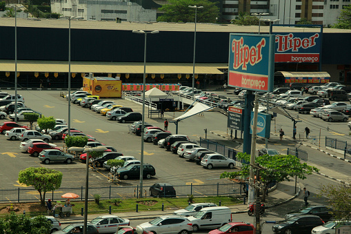 salvador, bahia / brazil - september 27, 2012: view of the parking lot of the Bom Preco supermarket of the Avenida ACM in the city of Salvador.\