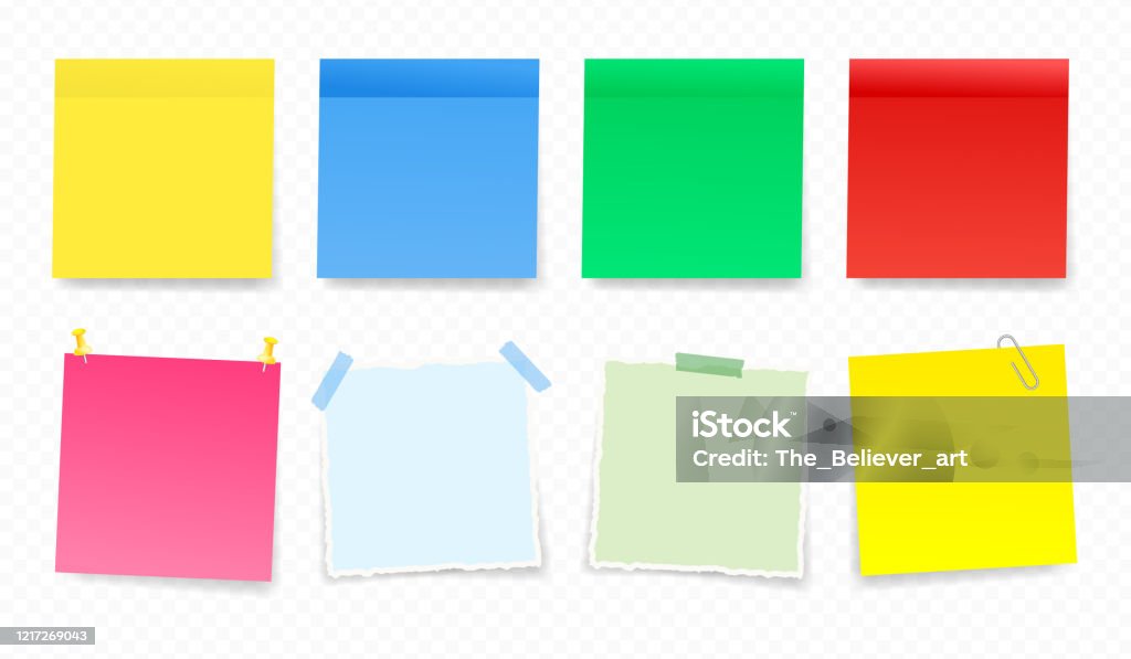 Stickers Notes Labels Notes Stickers Vector Illustration Colorful Torn Paper Stickers Labels ...